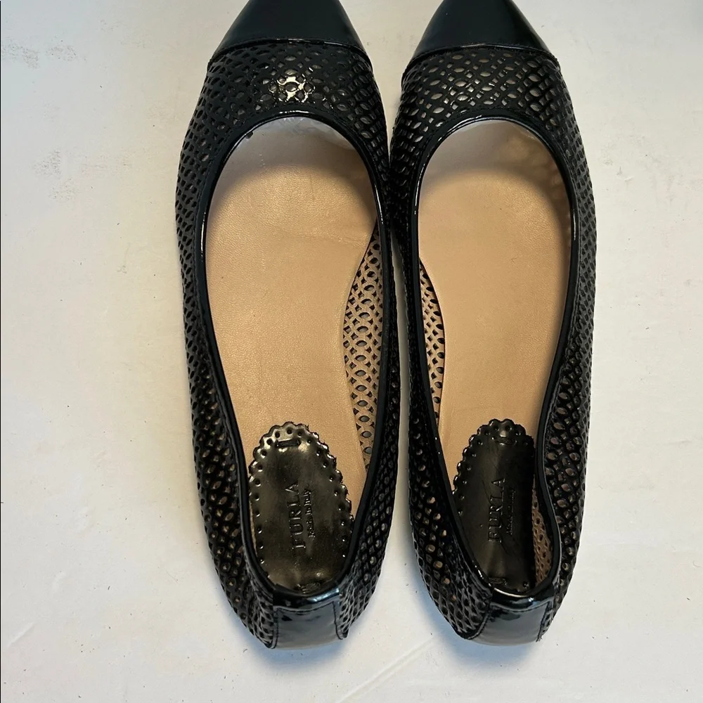 Furla Black Patent Leather Mesh Flats - Picture 7 of 17
